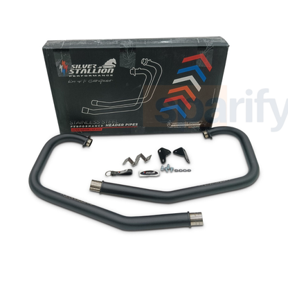 (Black) Free Flow Bend Pipe ( Header pipe ) For INTERCEPTOR / GT 650  - SILVER STALLION PERFORMANCE