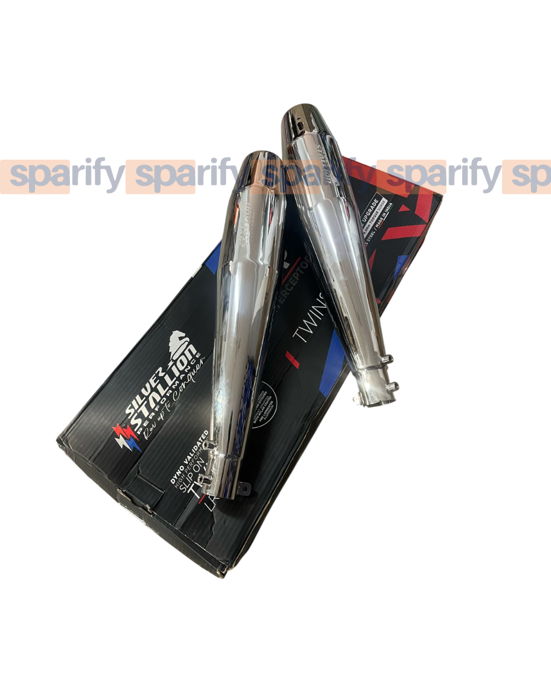 RE Interceptor 650 /GT 650 | SILVER STALLION | DYNO High Performance Exhaust System | Silver Glossy finish | Twin, SS304 - LIFE TIME WARRANTY