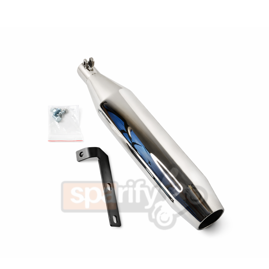 RE HUNTER 350 | SILVER STALLION SHORTY | DYNO High Performance Exhaust System | Polish - LIFE TIME WARRANTY