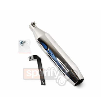 RE HUNTER 350 | SILVER STALLION SHORTY | DYNO High Performance Exhaust System | Polish - LIFE TIME WARRANTY