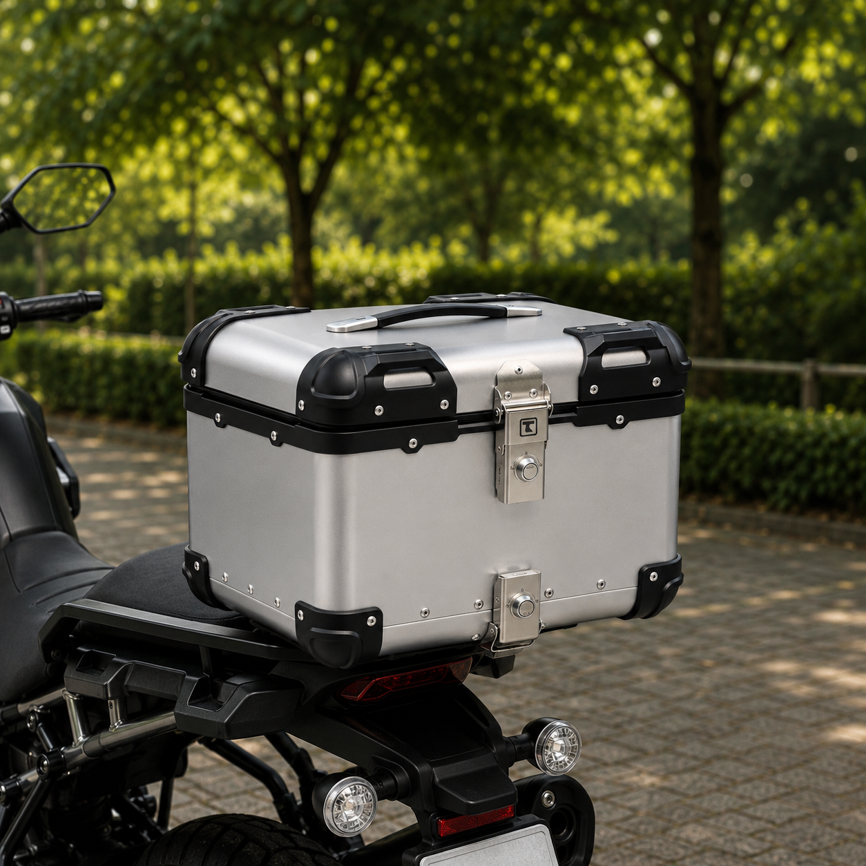 TAANC Urban Arc Top Box – Aero Silver | 45L Aluminium Motorcycle Storage Box with Rounded Design