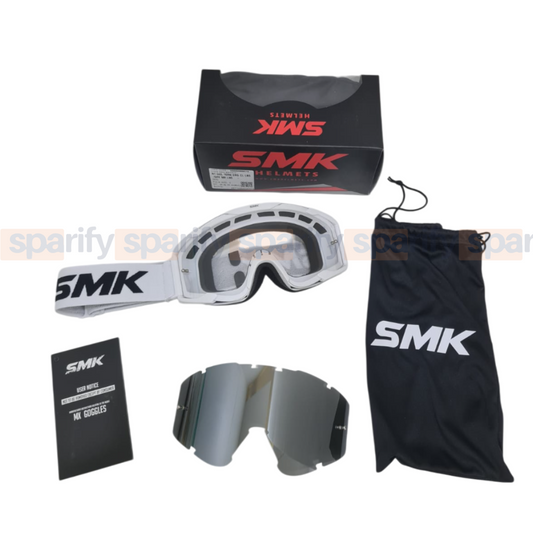 SMK MX Terrain Off-Road Motorcycle Goggles – White