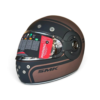 SMK Retro 7 Matt Black Copper Helmet - MA720 - Pinlock 70 - ECE 22.06 Certified