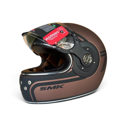 SMK Retro 7 Matt Black Copper Helmet - MA720 - Pinlock 70 - ECE 22.06 Certified