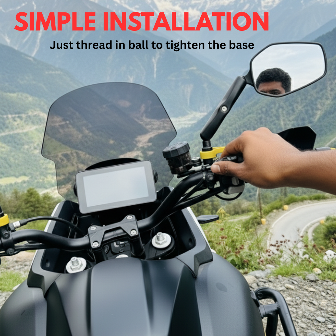 SPIKI ( NOMAD SERIES ) Adventure 3.0 Motorcycle Mirrors | 360° Rotatable Universal Side Mirrors for Road & Off-Road Riding