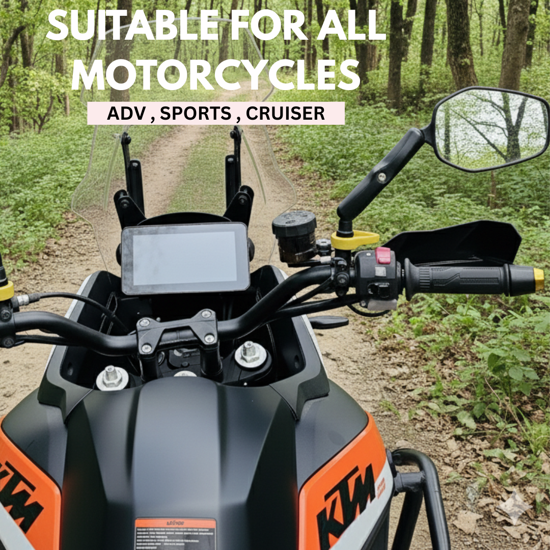 SPIKI ( NOMAD SERIES ) Adventure 3.0 Motorcycle Mirrors | 360° Rotatable Universal Side Mirrors for Road & Off-Road Riding