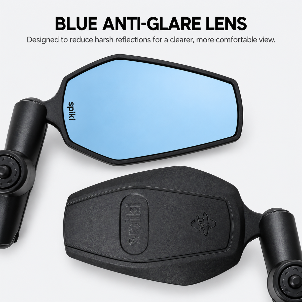 SPIKI Adventure 5.0 Nomad Series Motorcycle Mirrors | Anti-Theft Lock, Dino Knob & Shock-Absorbing Springs