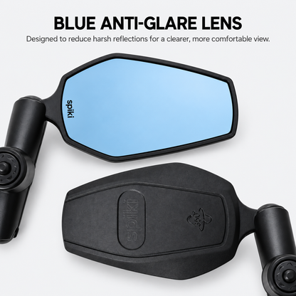 SPIKI Adventure 5.0 Nomad Series Motorcycle Mirrors | Anti-Theft Lock, Dino Knob & Shock-Absorbing Springs