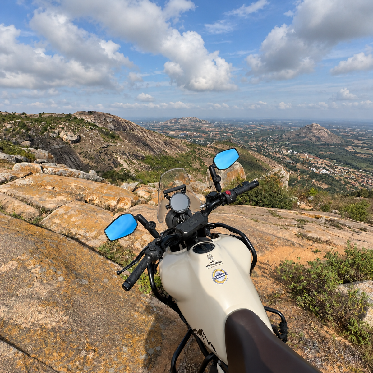 SPIKI Adventure 5.0 Nomad Series Motorcycle Mirrors | Anti-Theft Lock, Dino Knob & Shock-Absorbing Springs
