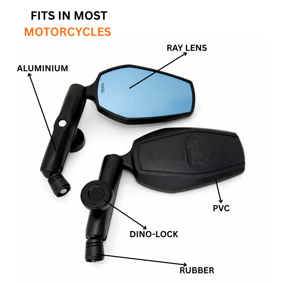 SPIKI ( NOMAD SERIES ) Adventure 4.0 Motorcycle Mirrors | Dino-Lock Adjustment | 360° Rotatable Universal Side Mirrors for Road & Off-Road Riding ( UPGRADED )