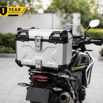 TAANC CORE Top Box Aero Silver - 45L | Aluminium X Type Motorcycle Storage Box