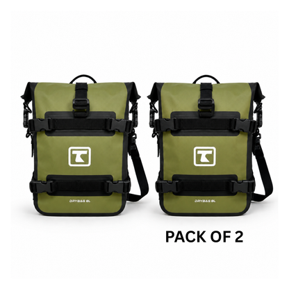TAANC Terra Series Multi Use Adventure Bag 8L – Waterproof Motorcycle Crash Bar / Tail / Rear Rack Bag Green Black