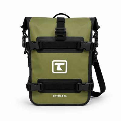 TAANC Terra Series Multi Use Adventure Bag 8L – Waterproof Motorcycle Crash Bar / Tail / Rear Rack Bag Green Black