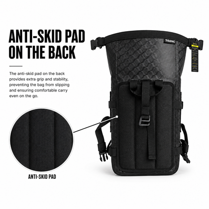 TAANC Terra Series Multi Use Adventure Bag 8L – Waterproof Motorcycle Crash Bar / Tail / Rear Rack Bag Carbon Black