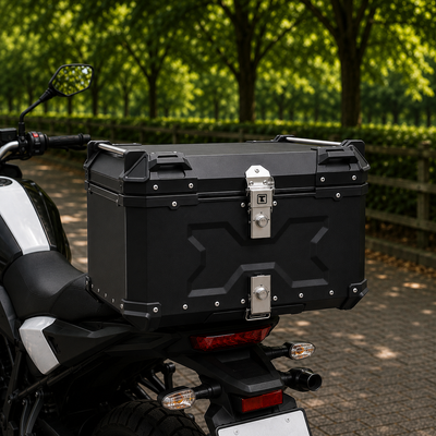 TAANC CORE Top Box Stealth Black - 65L | Aluminium X Type Motorcycle Storage Box