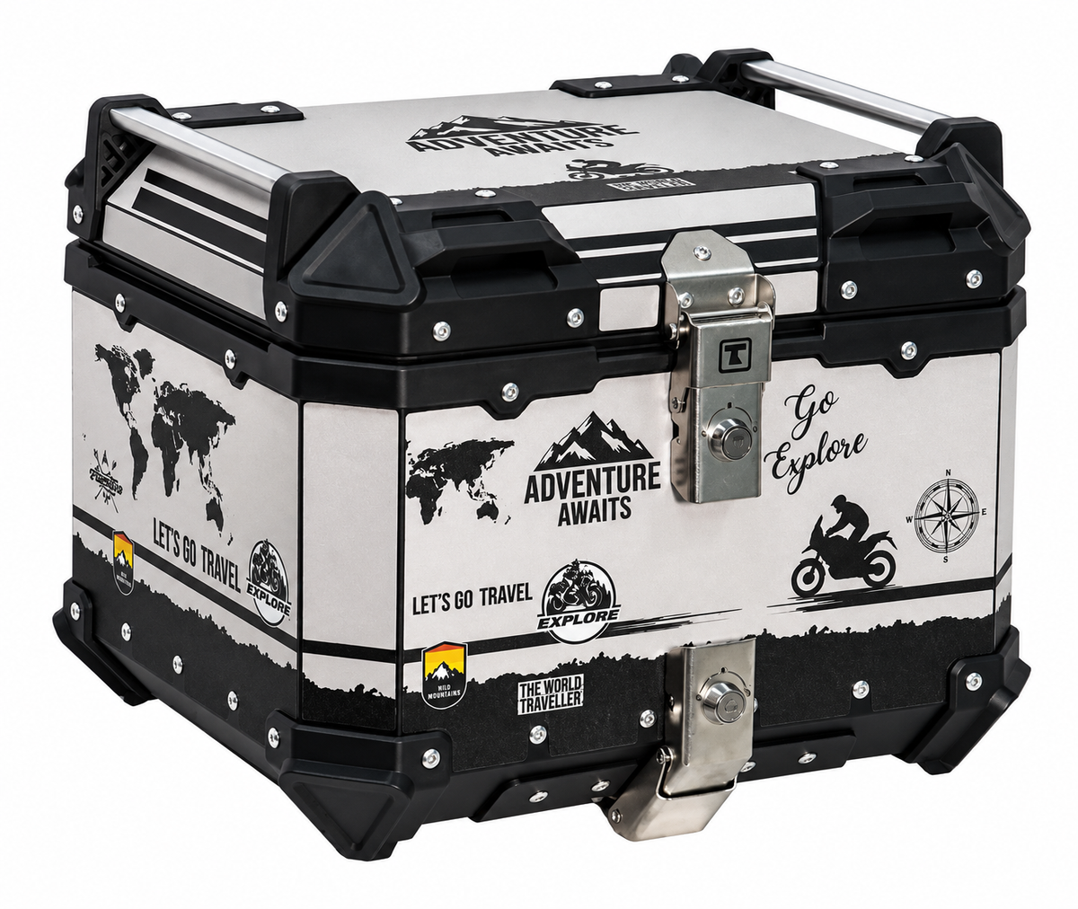 TAANC Frontier Series MERIDIAN | 45L Waterproof Aluminium Motorcycle Top Box | 1.5mm Shell, Twin Key Locks | Free Universal Mounting Plate