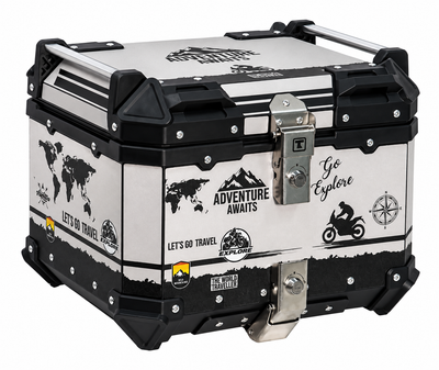 TAANC Frontier Series MERIDIAN | 45L Waterproof Aluminium Motorcycle Top Box | 1.5mm Shell, Twin Key Locks | Free Universal Mounting Plate
