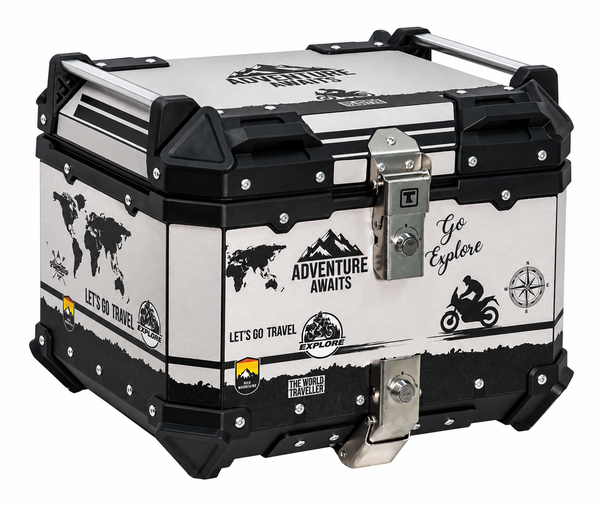 TAANC Frontier Series MERIDIAN | 45L Waterproof Aluminium Motorcycle Top Box | 1.5mm Shell, Twin Key Locks | Free Universal Mounting Plate