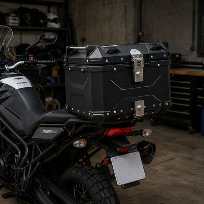 TAANC Nomad Atlas Top Box – Stealth Black | 45L Aluminium MC Motorcycle Touring Storage Box