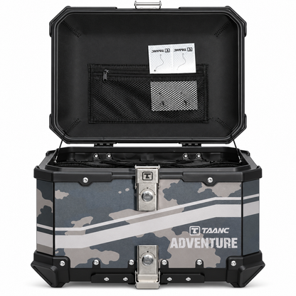 TAANC Frontier Series RECON | 45L Waterproof Aluminium Motorcycle Top Box | 1.5mm Shell, Twin Key Locks | Free Universal Mounting Plate