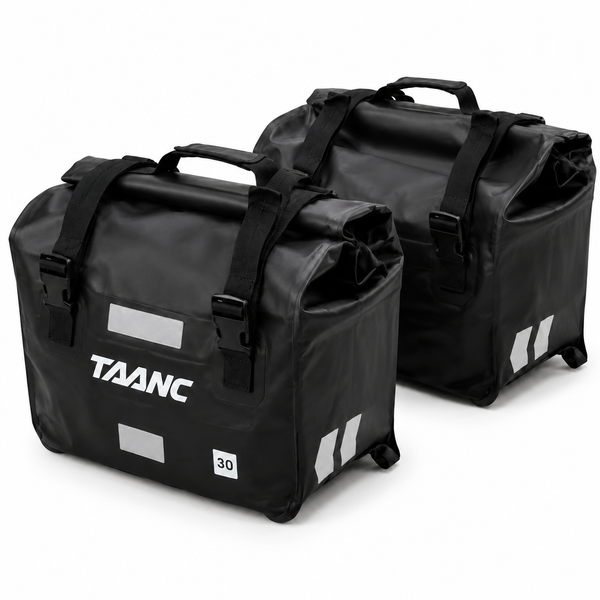 TAANC Terra Series Waterproof Motorcycle Saddle Bags 30L x 2 – Adventure Touring Side Luggage Bags – Black