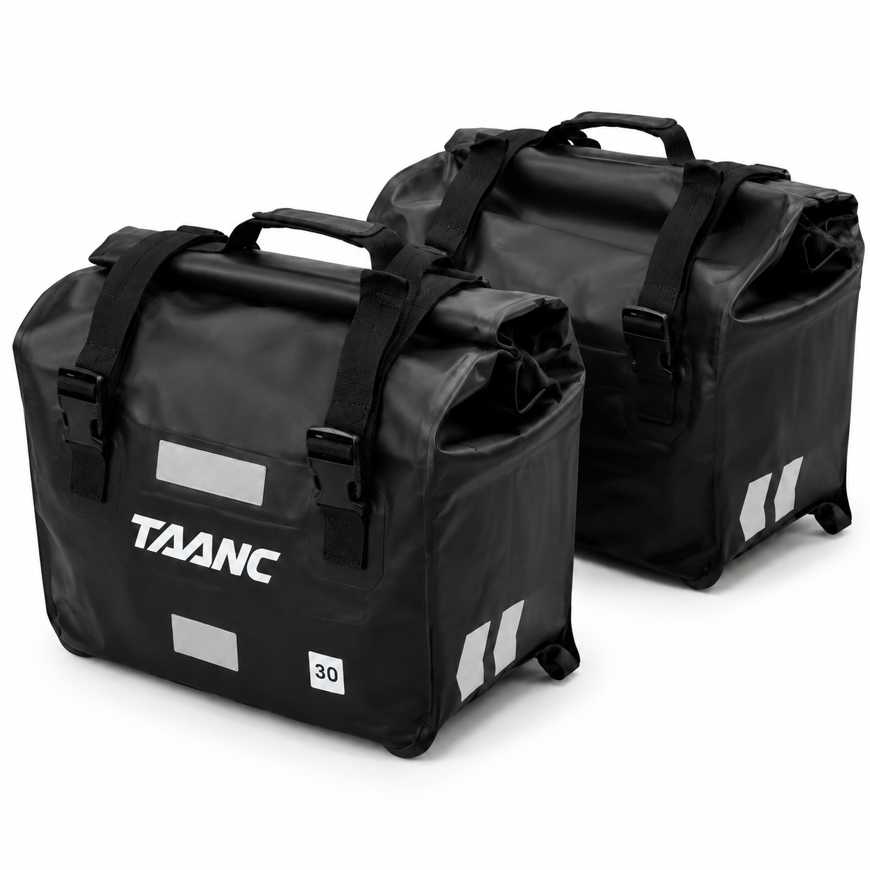 TAANC Hypertourer Combo – Waterproof Motorcycle Luggage Set with 40L Tail Bag, 30L Saddle Bags, Bumper Bag Pair & Thigh Bag - BLACK