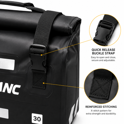 TAANC Terra Series Waterproof Motorcycle Saddle Bags 30L x 2 – Adventure Touring Side Luggage Bags – Black