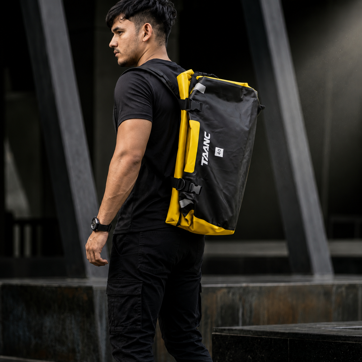 TAANC 40L Waterproof Motorcycle Tail Bag for Bike Touring, Adventure Riding, Camping & Travel | Universal Rear Seat Luggage | Terra Series | Yellow Black