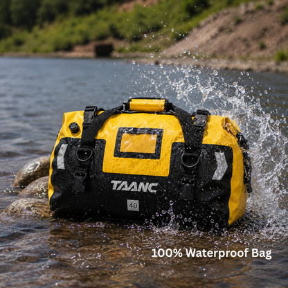 TAANC 40L Waterproof Motorcycle Tail Bag for Bike Touring, Adventure Riding, Camping & Travel | Universal Rear Seat Luggage | Terra Series | Yellow Black