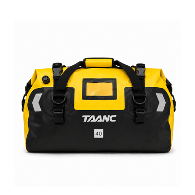 TAANC Terra Series Motorcycle Tail Bag 40L Waterproof Duffel Bag for Adventure Touring, Camping & Cycling – Yellow Black