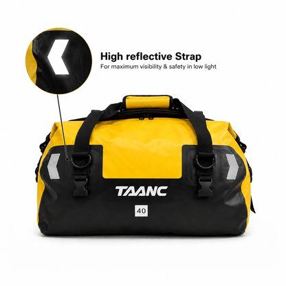 TAANC 40L Waterproof Motorcycle Tail Bag for Bike Touring, Adventure Riding, Camping & Travel | Universal Rear Seat Luggage | Terra Series | Yellow Black