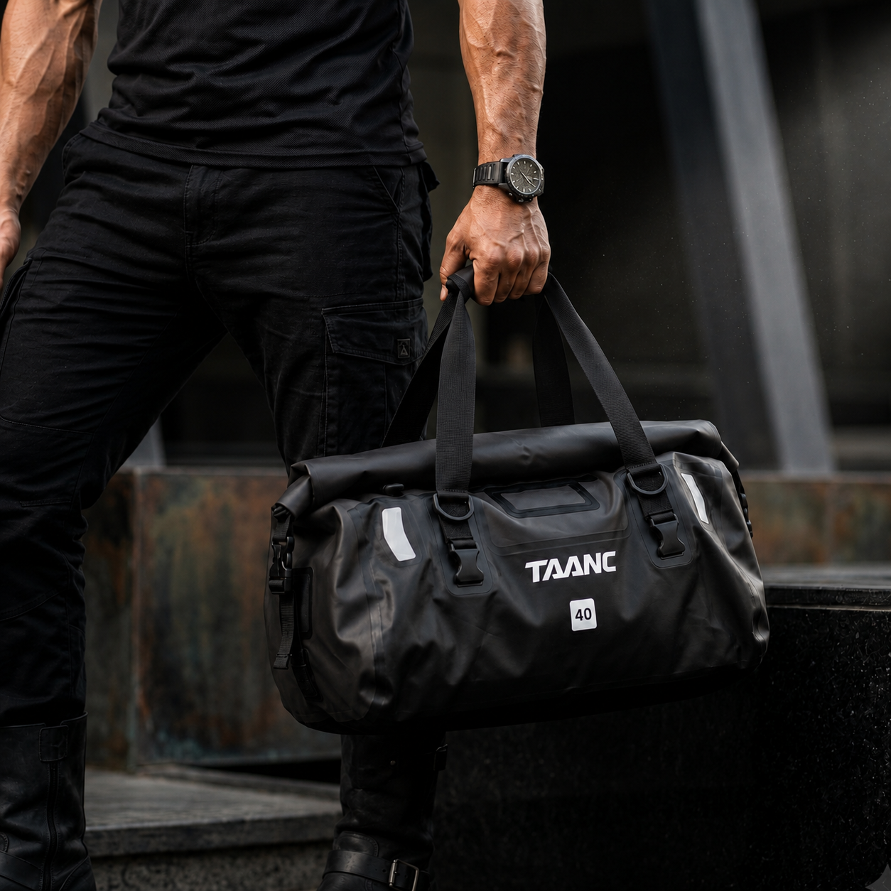 TAANC 40L Waterproof Motorcycle Tail Bag for Bike Touring, Adventure Riding, Camping & Travel | Universal Rear Seat Luggage | Terra Series | Black