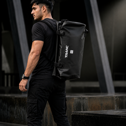 TAANC 40L Waterproof Motorcycle Tail Bag for Bike Touring, Adventure Riding, Camping & Travel | Universal Rear Seat Luggage | Terra Series | Black