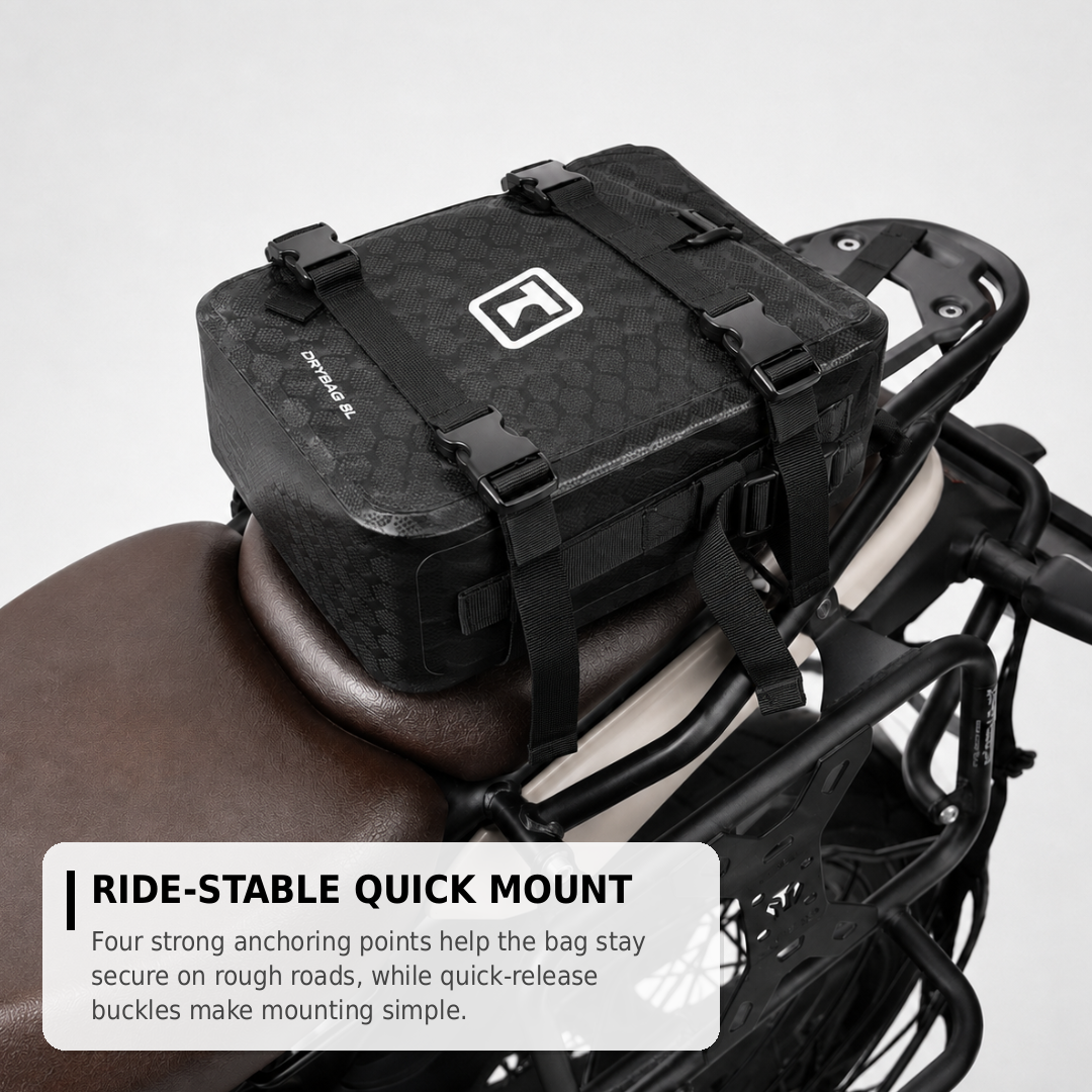 TAANC Terra Series Multi Use Adventure Bag 8L – Waterproof Motorcycle Crash Bar / Tail / Rear Rack Bag Carbon Black