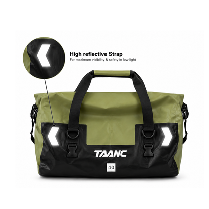 TAANC 40L Waterproof Motorcycle Tail Bag for Bike Touring, Adventure Riding, Camping & Travel | Universal Rear Seat Luggage | Terra Series | Green /Black