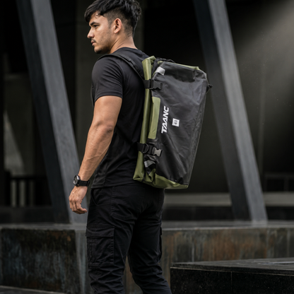 TAANC 40L Waterproof Motorcycle Tail Bag for Bike Touring, Adventure Riding, Camping & Travel | Universal Rear Seat Luggage | Terra Series | Green /Black