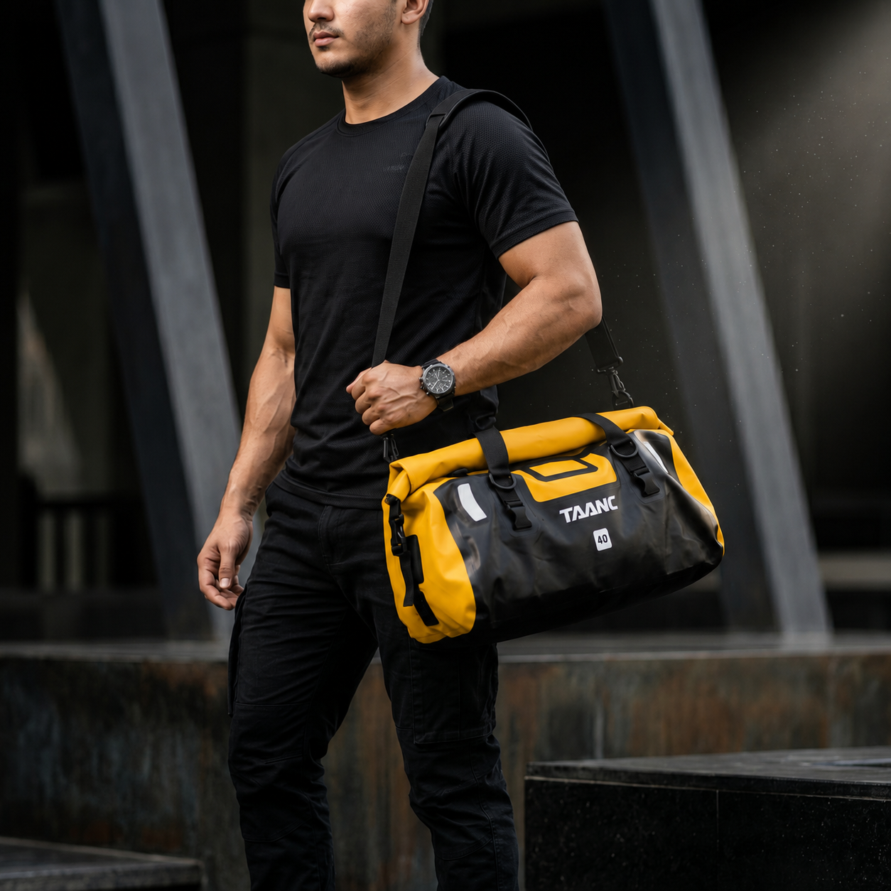 TAANC 40L Waterproof Motorcycle Tail Bag for Bike Touring, Adventure Riding, Camping & Travel | Universal Rear Seat Luggage | Terra Series | Yellow Black