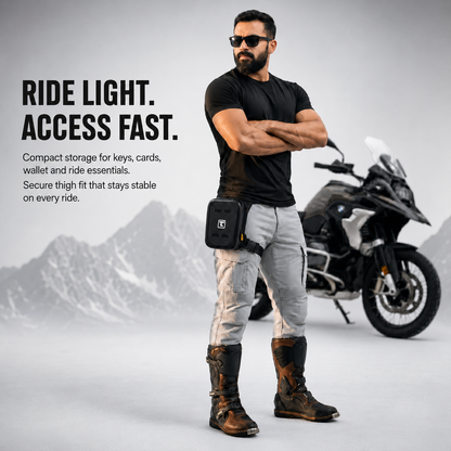 TAANC Hypertourer Combo – Waterproof Motorcycle Luggage Set with 40L Tail Bag, 30L Saddle Bags, Bumper Bag Pair & Thigh Bag - BLACK
