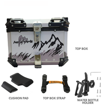Alpine Rush aluminium top box  45 ltrs - LGP (inspired by himalayas) compatible for all motorcycle