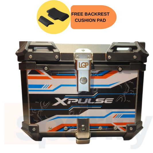Hero Xpulse rush Aluminium Top Box 45L | Waterproof | Rustproof - Graphics - 1 YEAR WARRANTY LGP | Ideal for XPulse 200 2V - 4V - Pro - Rally Series