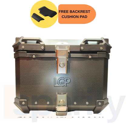 Carbon Edition Aluminium Top Box 45L | Waterproof | Rustproof - BLACK ( COMPATIBLE FOR ALL MOTORCYCLE ) - 1 YEAR WARRANTY LGP