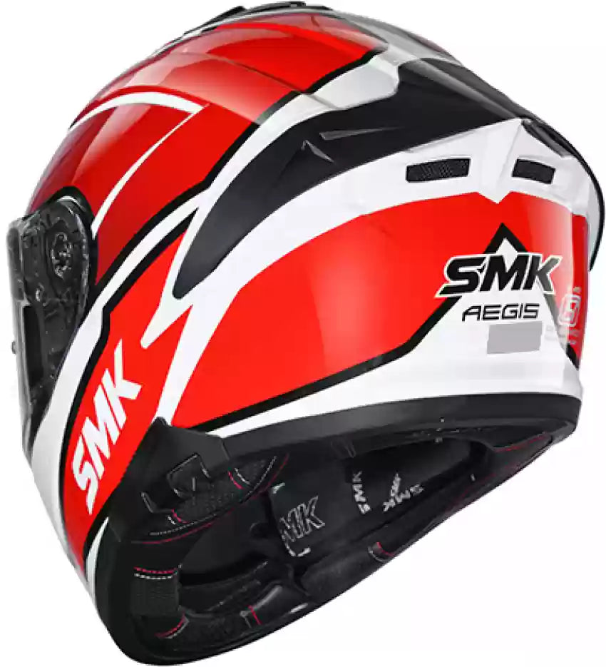 SMK Typhoon Aegis | D Ring with Dual Visor | GL-132 | Motorbike Helmet | Gloss red and white helmet highlight 