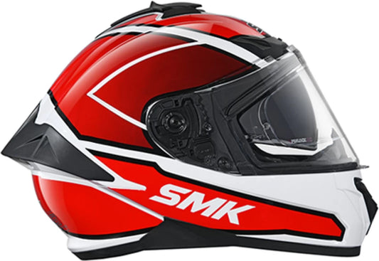 SMK Typhoon Aegis | D Ring with Dual Visor | GL-132 | Motorbike Helmet | Gloss red and white
