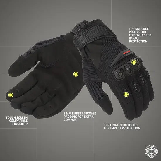 ROYAL ENFIELD URBAN HUSTLER V2 GLOVES - BLACK
