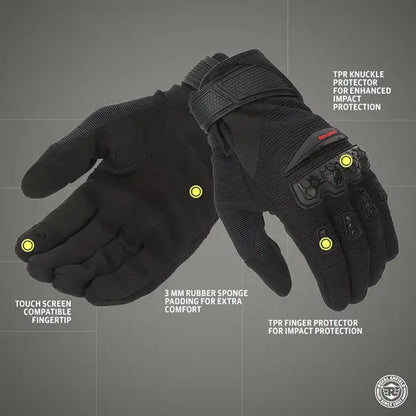 ROYAL ENFIELD URBAN HUSTLER V2 GLOVES - BLACK