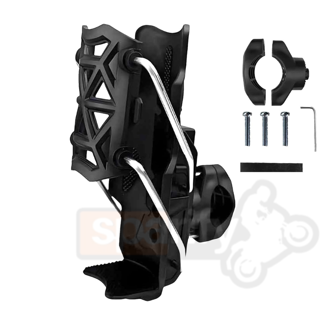 CAGE SERIES - Motorcycle Water Bottle Adjustable Rack/Holder  2.0 | 360° Rotation Adjust - ( UNIVERSAL) - BLACK
