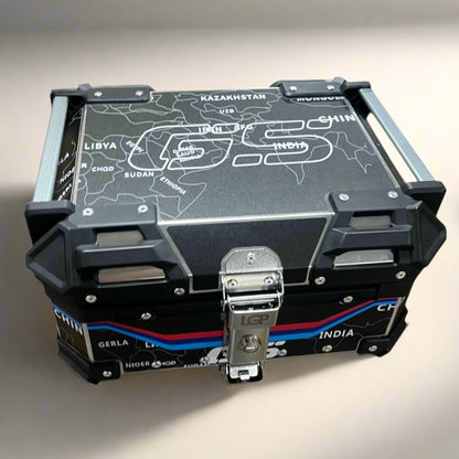 Wanderer GS LGP 25 litres | Inspired by International Moto Tourers aluminium top box | BLACK ( fits all motorcycles ) - 1 YEAR WARRANTY ( FREE CUSHION PAD INCLUDED )