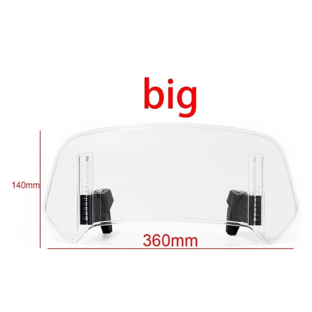JCF (T2) MOTORCYCLE WINDSHIELD EXTENDER (ADJUSTABLE SPOILER CLAMP ON WINDSHIELD DEFLECTOR)- CLEAR