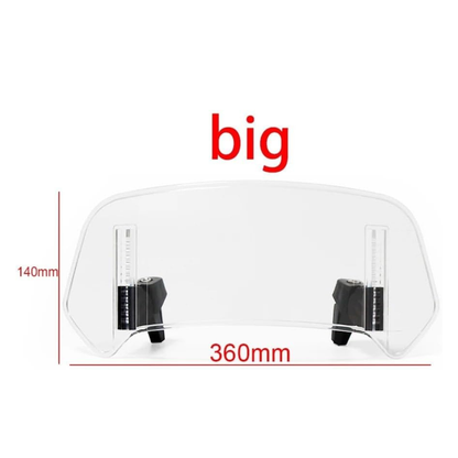 JCF (T2) MOTORCYCLE WINDSHIELD EXTENDER (ADJUSTABLE SPOILER CLAMP ON WINDSHIELD DEFLECTOR)- CLEAR