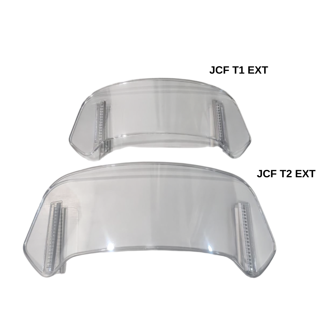 JCF (T2) MOTORCYCLE WINDSHIELD EXTENDER (ADJUSTABLE SPOILER CLAMP ON WINDSHIELD DEFLECTOR)- CLEAR